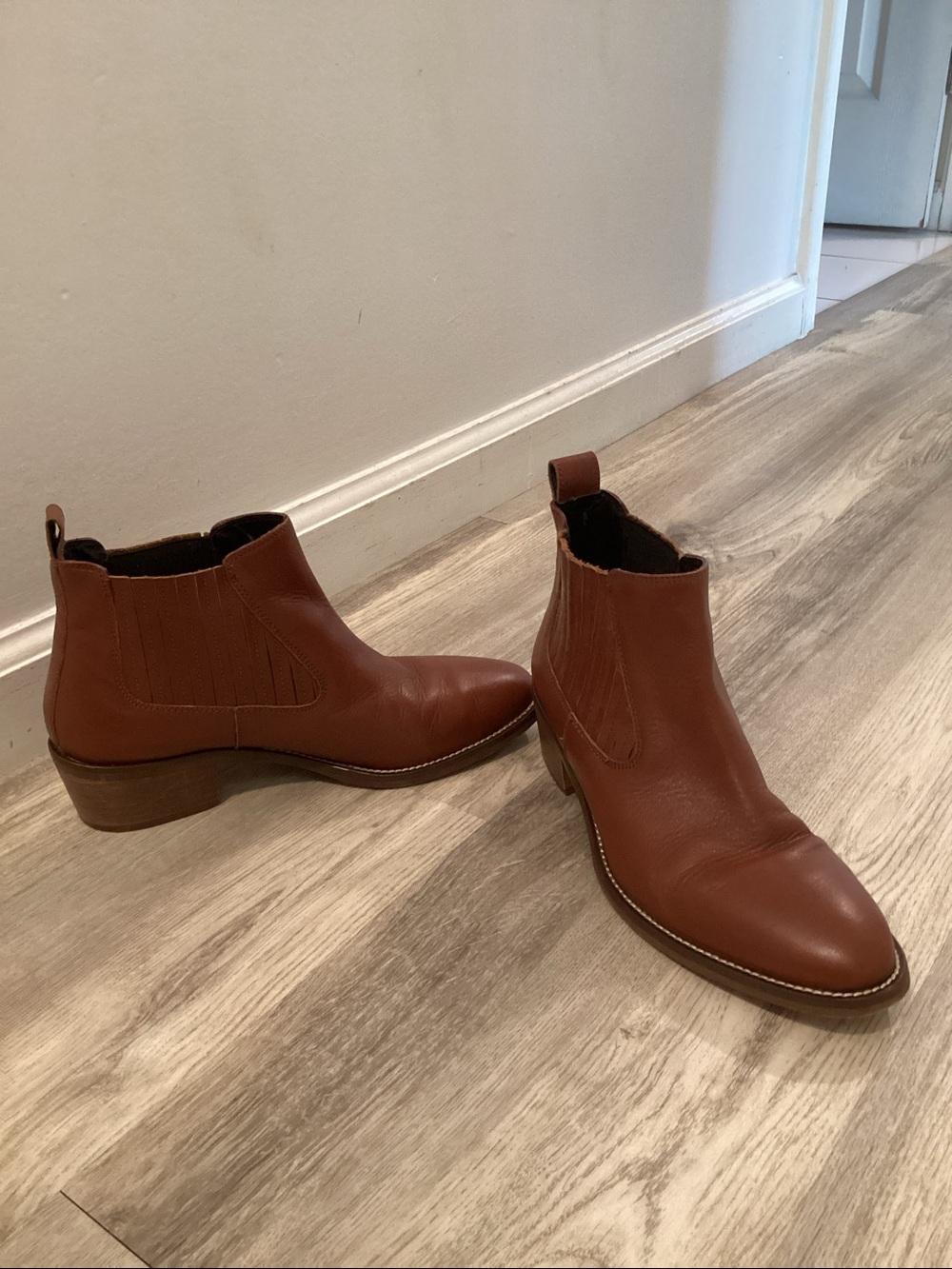 lavorazione artigiana Italy made camel brown leather booties WOMEN SZ8.5 heels 2